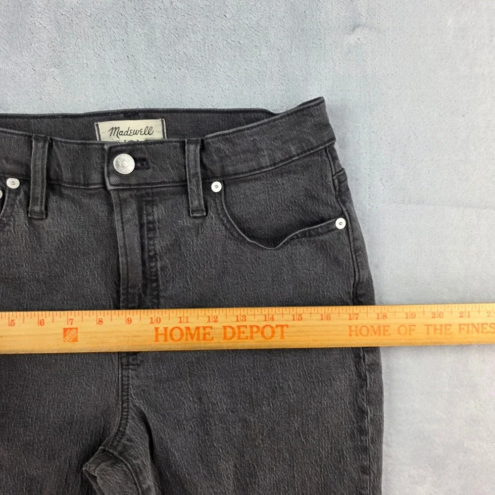 Madewell The Perfect Vintage Straight Jean 28P Washed‎ Black High Rise Raw Hem